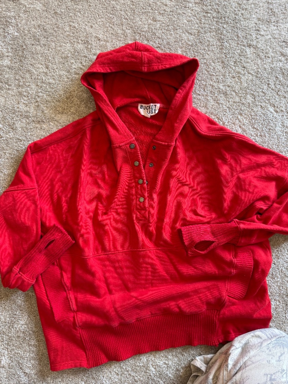 boutique hooded sweatshirt, red with elevated details